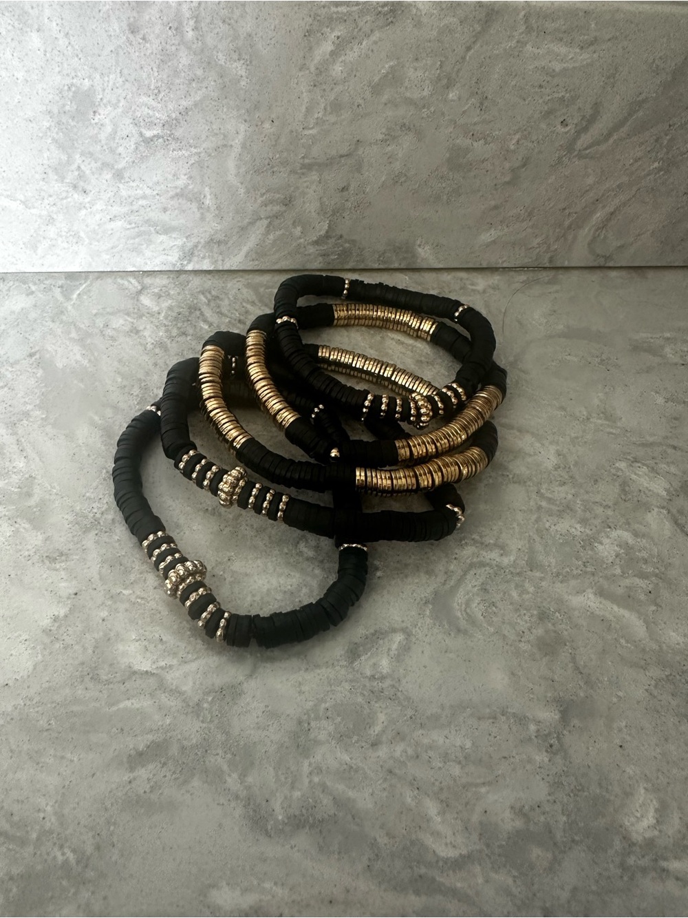 Evereve Black and Gold Stackable Coil Bracelet Set